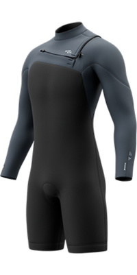 2026 Mystic Hommes Motion 3/2mm Chest Zip Manches Longues Shorty Combinaison N&eacute;opr&egrave;ne 35000.270013 - Tidal Blue