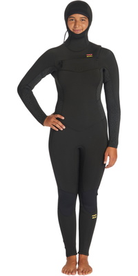 Billabong Femmes Synergy 5/4mm Chest Zip &agrave; Capuche Combinaison N&eacute;opr&egrave;ne ABJW200100 - Wild Black