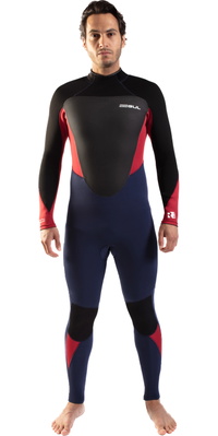 2025 Gul Hommes Response 4/3mm GBS Back Zip Combinaison Néoprène RE1246-C1 - Navy / Red