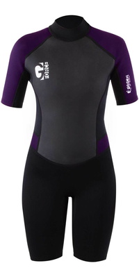 2025 Gul Femmes G-Force 3mm Back Zip Shorty Combinaison Néoprène GF3306-B7 - Black / Mulberry