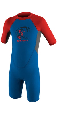 2026 ONeill Enfants Reactor 2mm Back Zip Shorty Combinaison Néoprène 4867 - Ocean / Graphite / Red