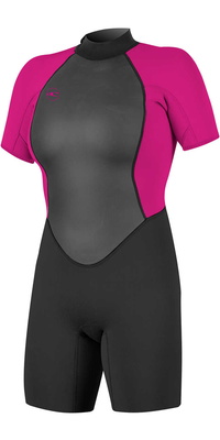2025 ONeill Femmes Reactor II 2mm Back Zip Shorty Combinaison Néoprène 5043 - Black / Berry