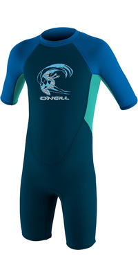 2026 ONeill Enfants Reactor 2mm Back Zip Shorty Combinaison Néoprène 4867 - Slate / Aqua / Ocean