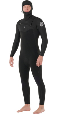2026 Rip Curl Mens Dawn Patrol 5/4mm Hooded Chest Zip Wetsuit 16OMFS - Black