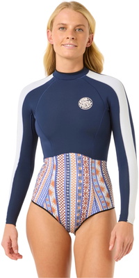 2025 Rip Curl Femmes G-Bomb 1.5mm Manches Longues Back Zip Printemps Combinaison Néoprène Combinaison Néoprène 13NWSP - Navy