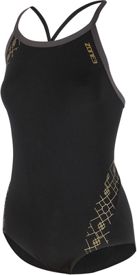 Zone3 Womens Iconic Bound Back Swimsuit SW20WIB - Black / Grey / Gold