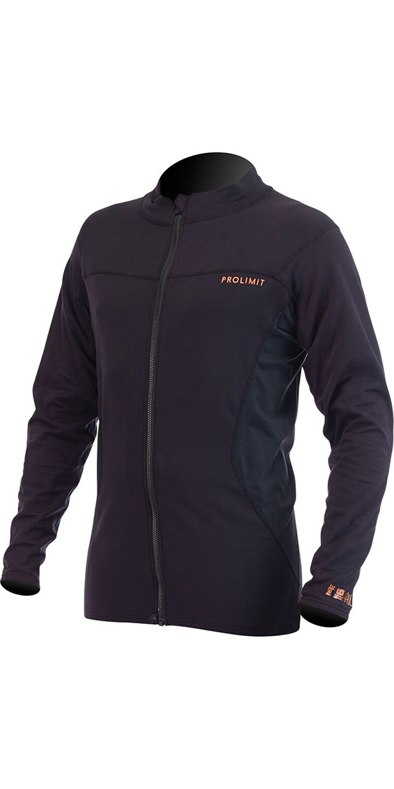 Lightweight black full-zip jacket with long sleeves, shown on a white background