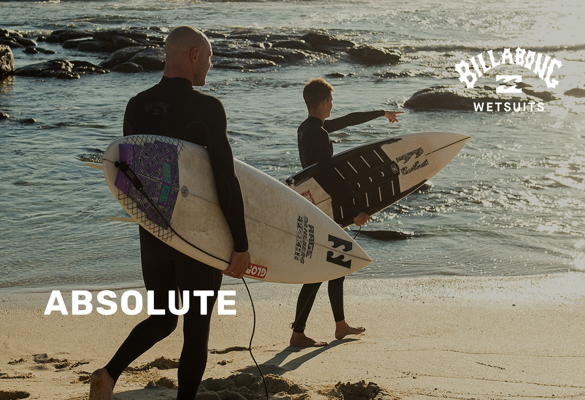Combinaisons de la gamme Billabong Absolute, du shorty à la combinaison intégrale