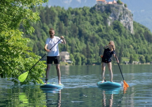 Person paddle boarding