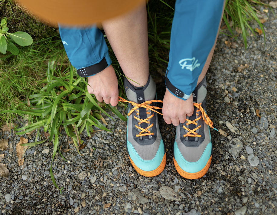 Chaussure Palm Gradient 3.0 coloris Sherbet et Turquoise, avec semelle Vibram Idrogrip et collerette en néoprène