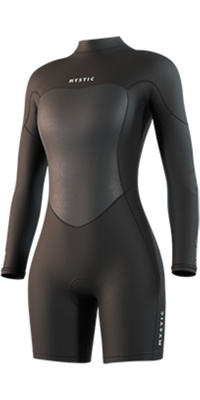2026 Mystic Femmes Brand 3/2mm Long Arm Back Zip Shorty Combinaison N&eacute;opr&egrave;ne 35000.250063 - Black