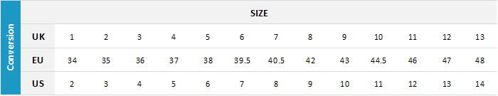 Gul Footwear 19 0 Tableau des tailles