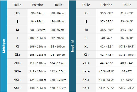 Jobe Neoprene Impact Vest 19 0 Tableau des tailles